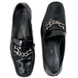 BURBERRY Black Patent Leather Loafers Size 36